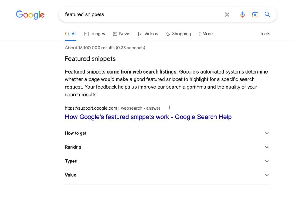 Example of a Featured Snippet | How to Optimize for Featured Snippets | Normal Bear Media LLC