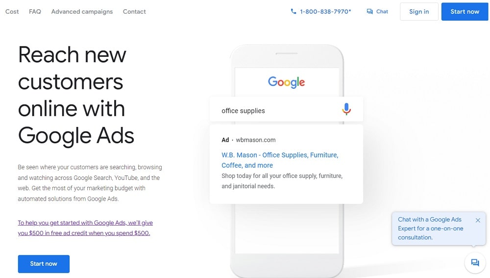 google ads registration page